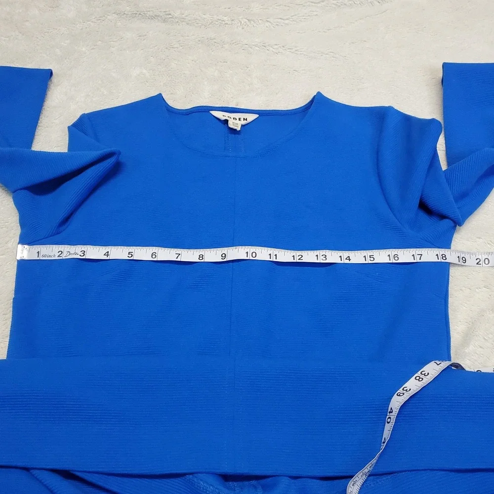 Boden Blue Classic Office Work Ribbed Long Sleeve Shift Dress 10 Dressy Simple - Picture 6 of 8
